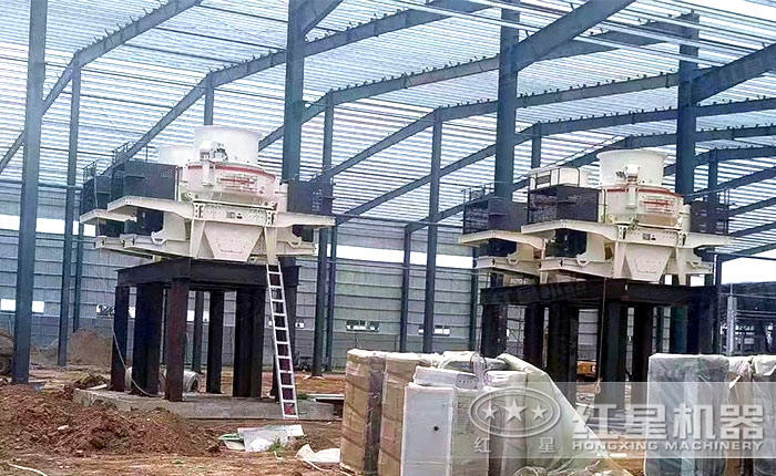 安徽制砂生產線正在安裝圖