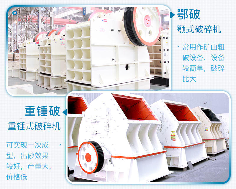 較大塊狀的物料可選擇鄂破或者錘破