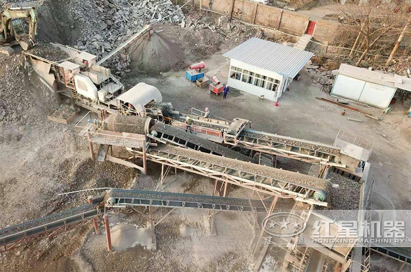 湖南株洲處理帶鋼筋建筑垃圾現(xiàn)場俯瞰圖