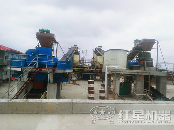 河北承德100噸河卵石制砂生產(chǎn)線現(xiàn)場(chǎng)圖