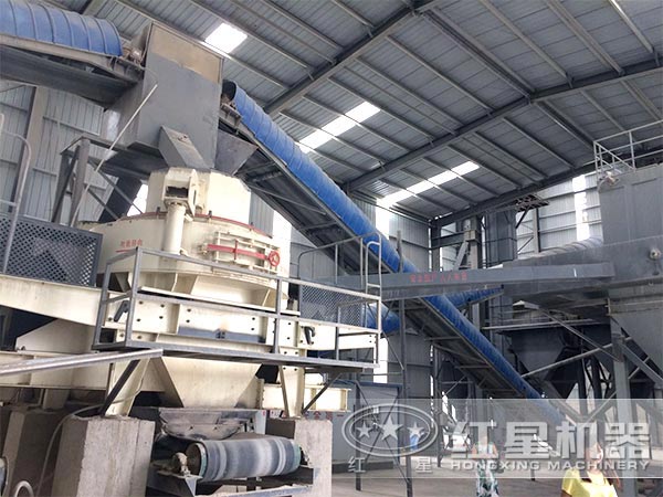 40一50噸山石子制砂機現場作業圖