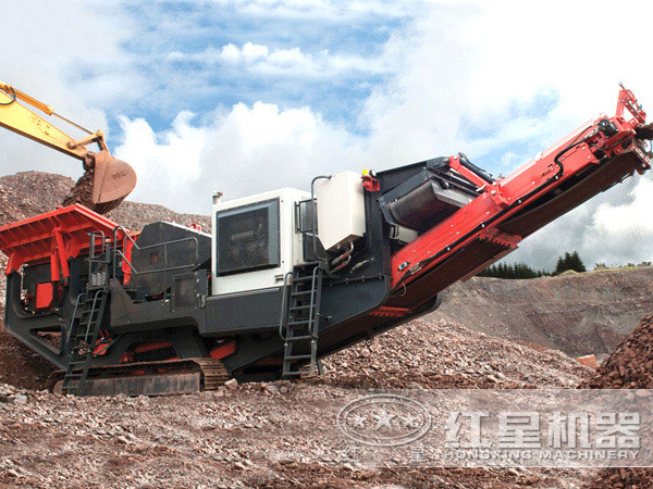 履帶流動石子機現場圖