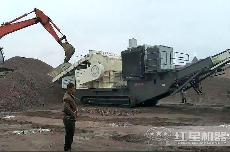 履帶式建筑垃圾破碎站+細(xì)碎機(jī)將建筑垃圾用來(lái)制成沙子